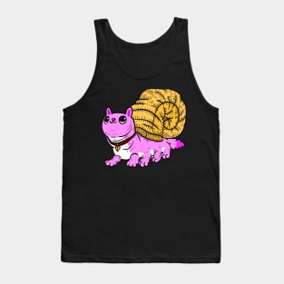 cat snail, pink shelled kitten. weird and funny cartoon. Tank Top